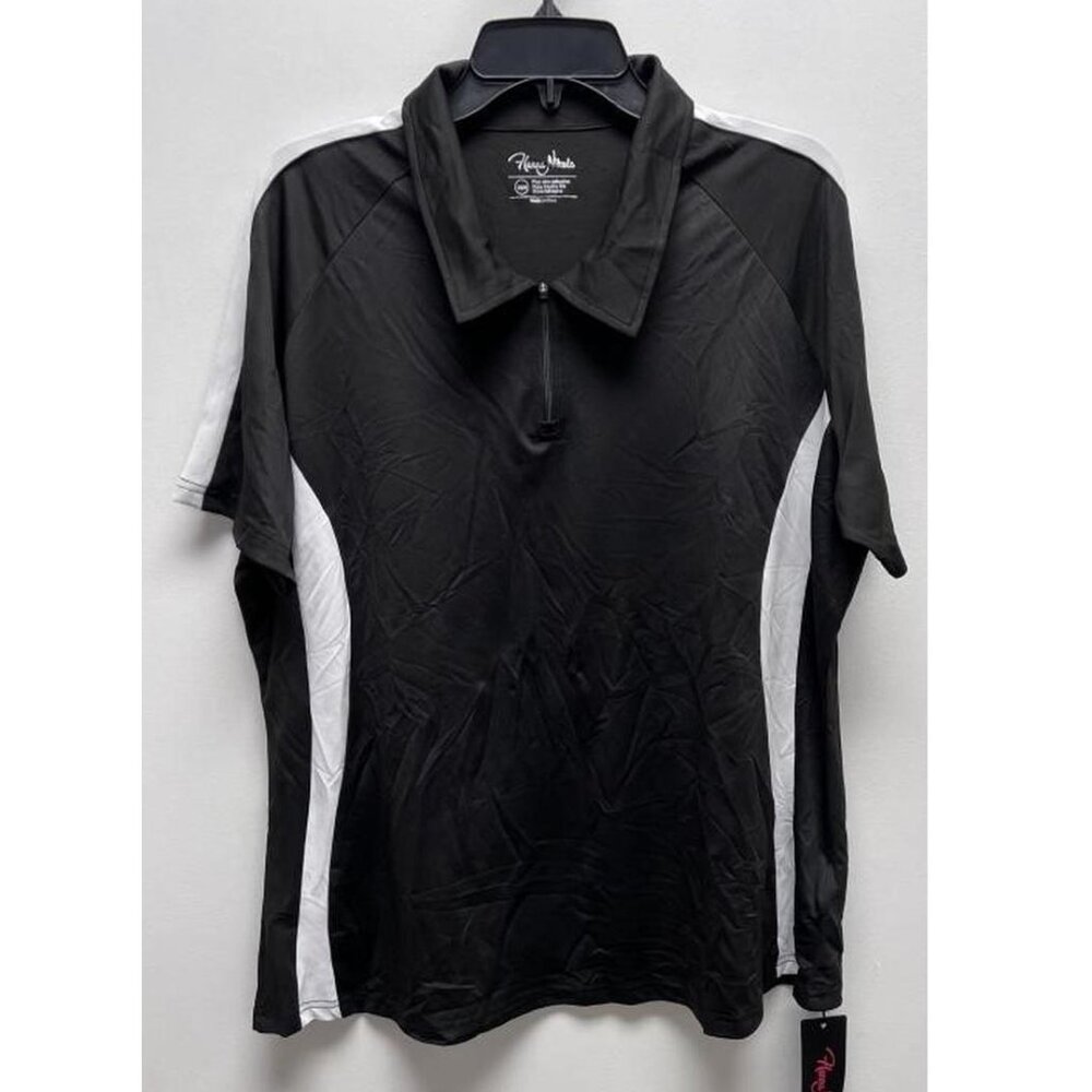 NEW Hanna Nikole Womens Plus Size Quarter Zip Black Golf Tennis Polo Shirt sz 18